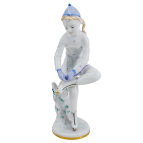 Soviet Porcelain Skater Figure (Lomonosov State Porcelain Factory)