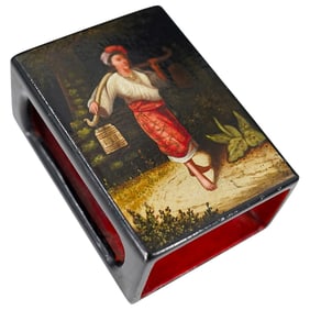 Antique Russian Lacquered Match Safe