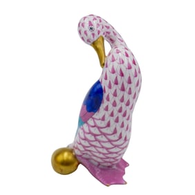 Herend Pink Fishnet Porcelain Bird Figurine