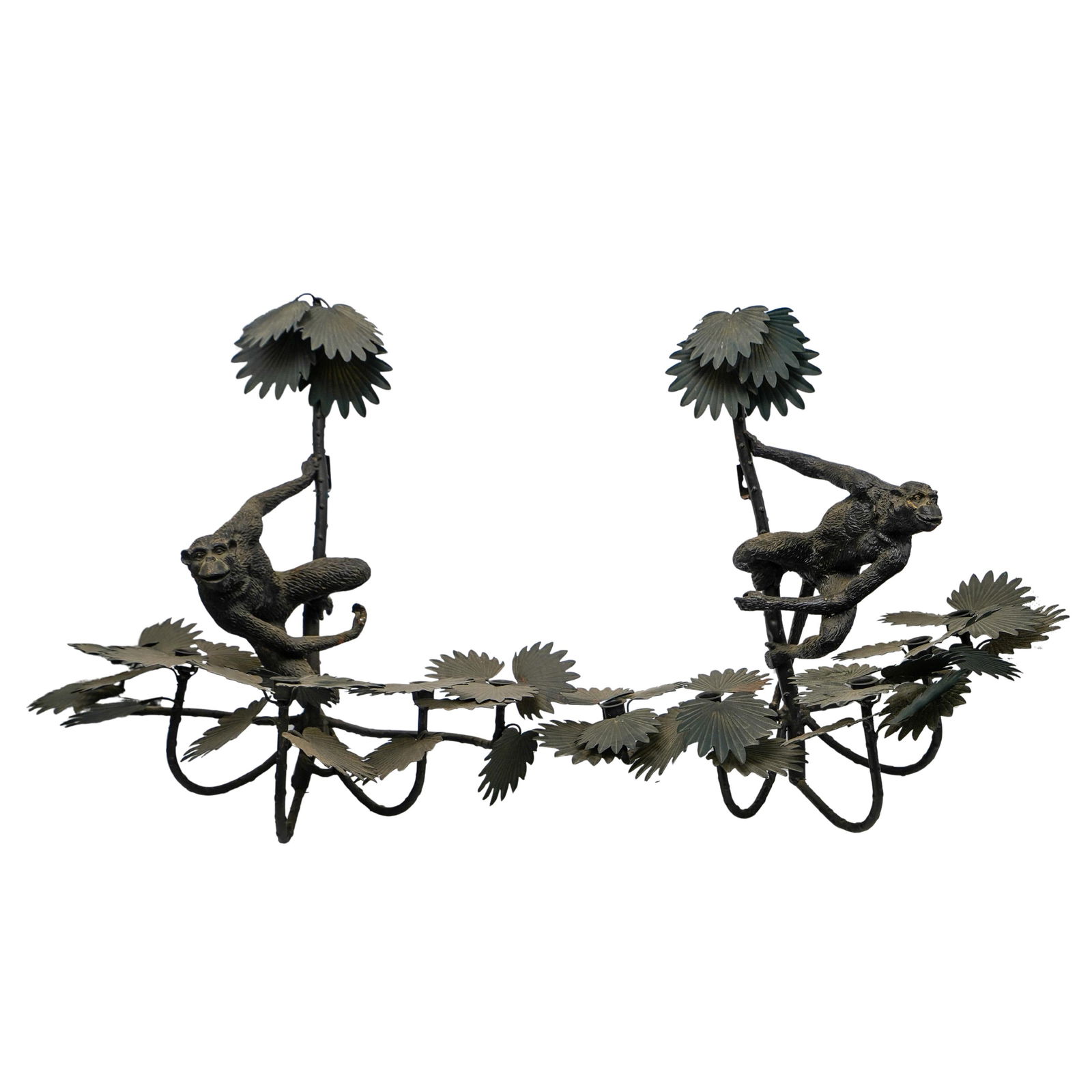 Pair of Bronze Monkey Candelabra Sconces (1 of 11)