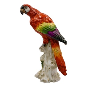 Antique German Ludswigsburg Porcelain Parrot