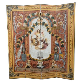 Neoclassical Italian Hand-painted Screen Divider