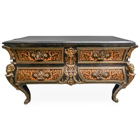 Antique Gilt Bronze and Marquetry Wood Boulle Commode