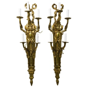 Pair of French Empire Style Bronze Sconces