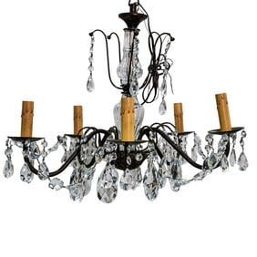 Vintage Brass & Crystal Chandelier