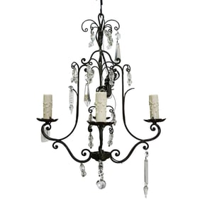 Waterford Wrought Iron and Crystal Chandelier