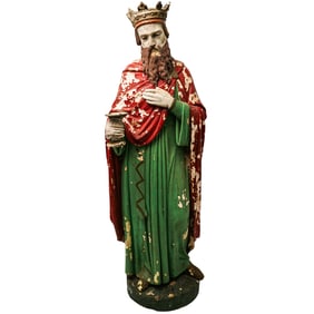 Polychrome Saint Icon Sculpture