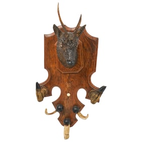 Ceramic Deer Trophy Mount with Taxidermy Elements