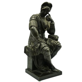 After Michelangelo Bronze Sculpture by Pierre Louis Frederic Sauvage (French, 1786-1857)