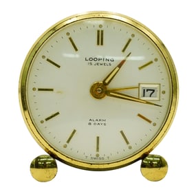 Vintage Looping 15 Jewels Alarm Clock w/Case