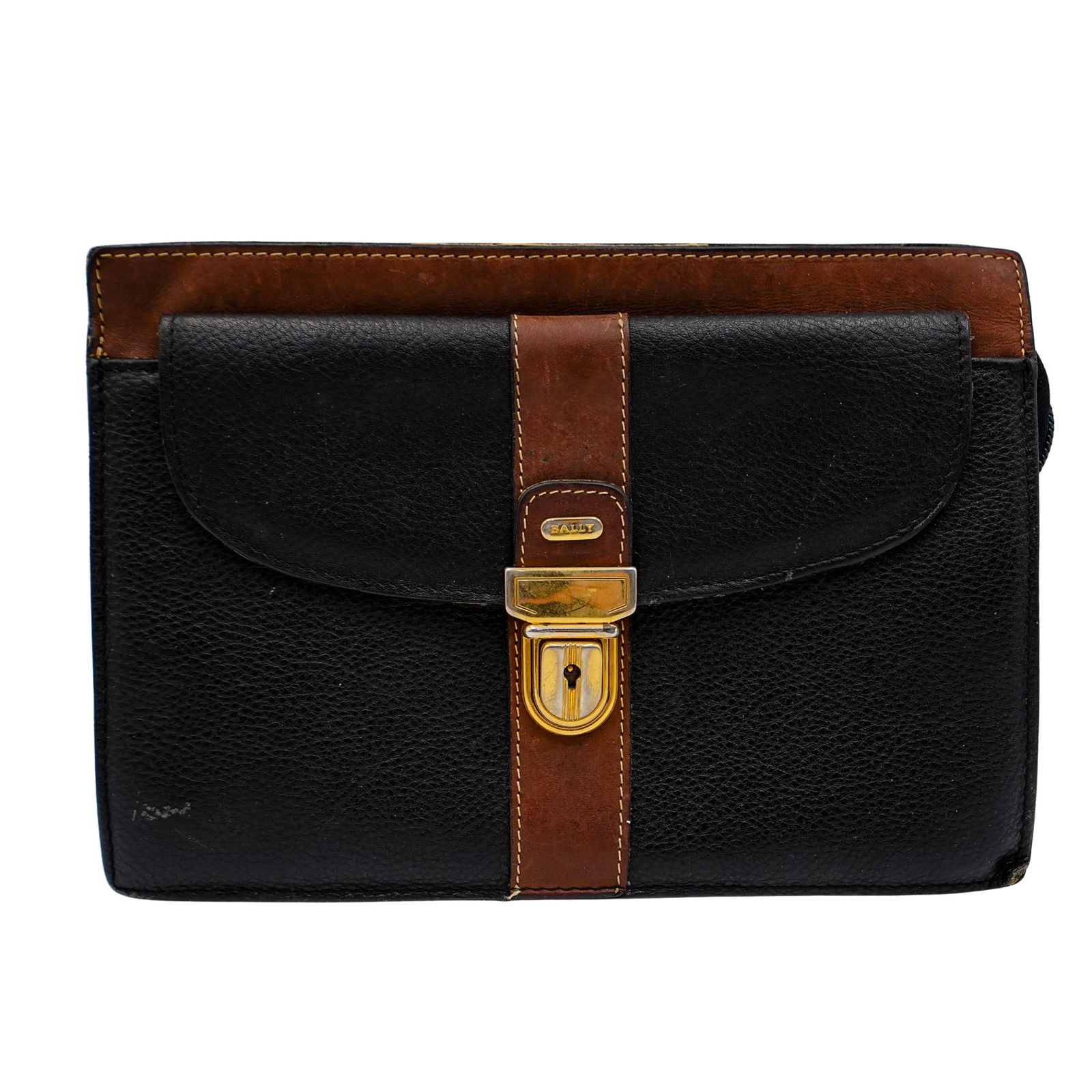 Bally Black and Brown Leather Clutch (1 of 10)
