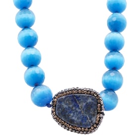 Middle Eastern Lapis Lazuli and Chalcedony Beaded Necklace