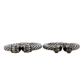 Pair Of Sterling Silver Cable Style Cuff Bracelets