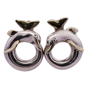 Yacov Heller Sterling Silver Dolphin Earrings