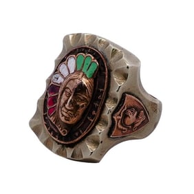 Native American Silver Plated and Enamel Ring