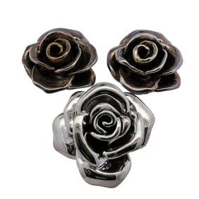 (3 Pc) Yacov Heller Sterling Silver Floral Jewelry Set