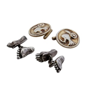 (4 Pc) Vintage Sterling Silver Cufflinks