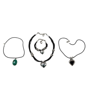(4 Pc) Sterling Silver and Cord Jewelry Set