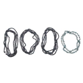 (4 Pc) Vintage Black and Silver Gray Baroque Pearl Necklaces