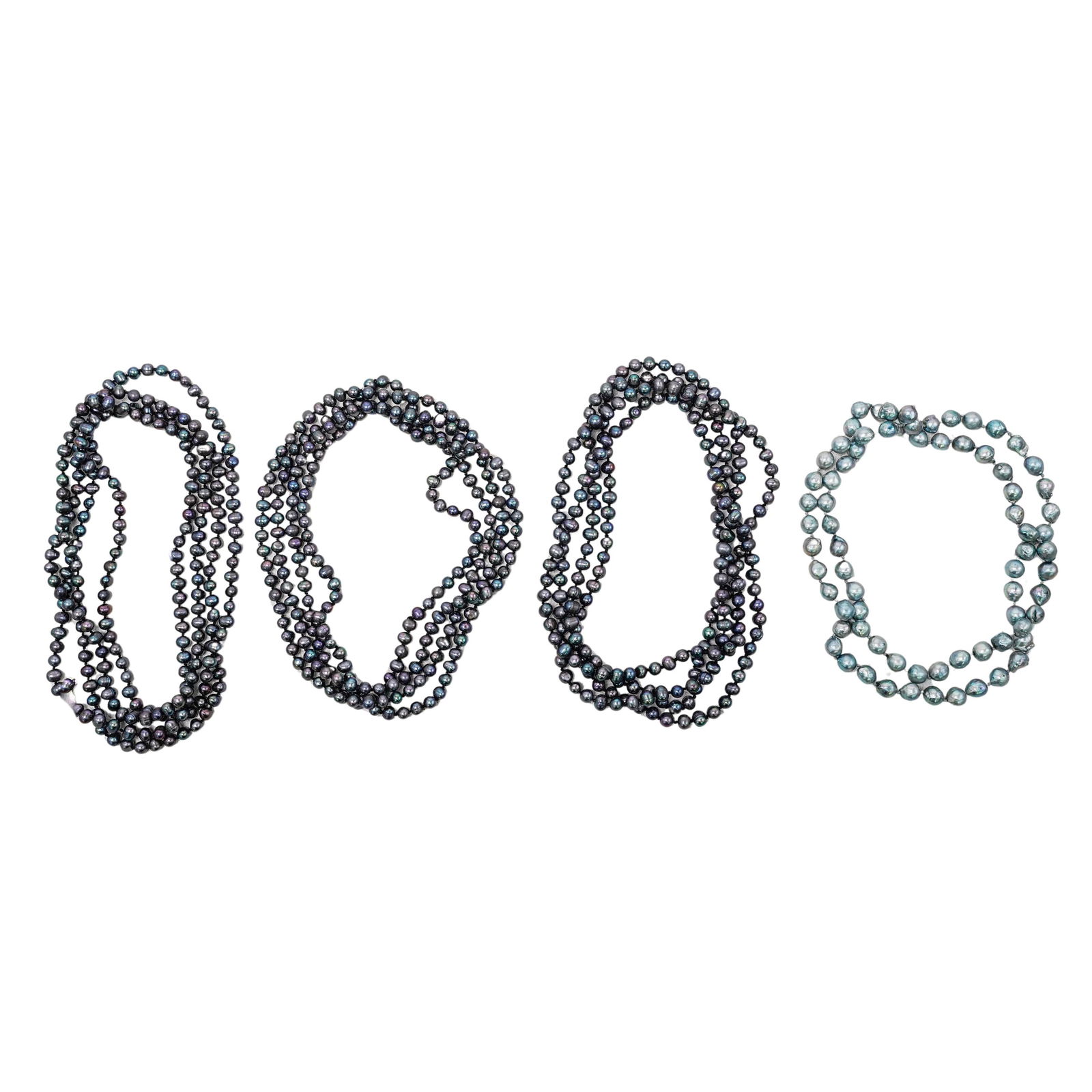 (4 Pc) Vintage Black and Silver Gray Baroque Pearl Necklaces (1 of 3)
