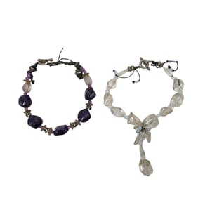 (2 pcs) Amethyst and Crystal Quartz Necklaces