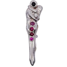 Sterling Silver Diamond Sapphire and Ruby Pendant