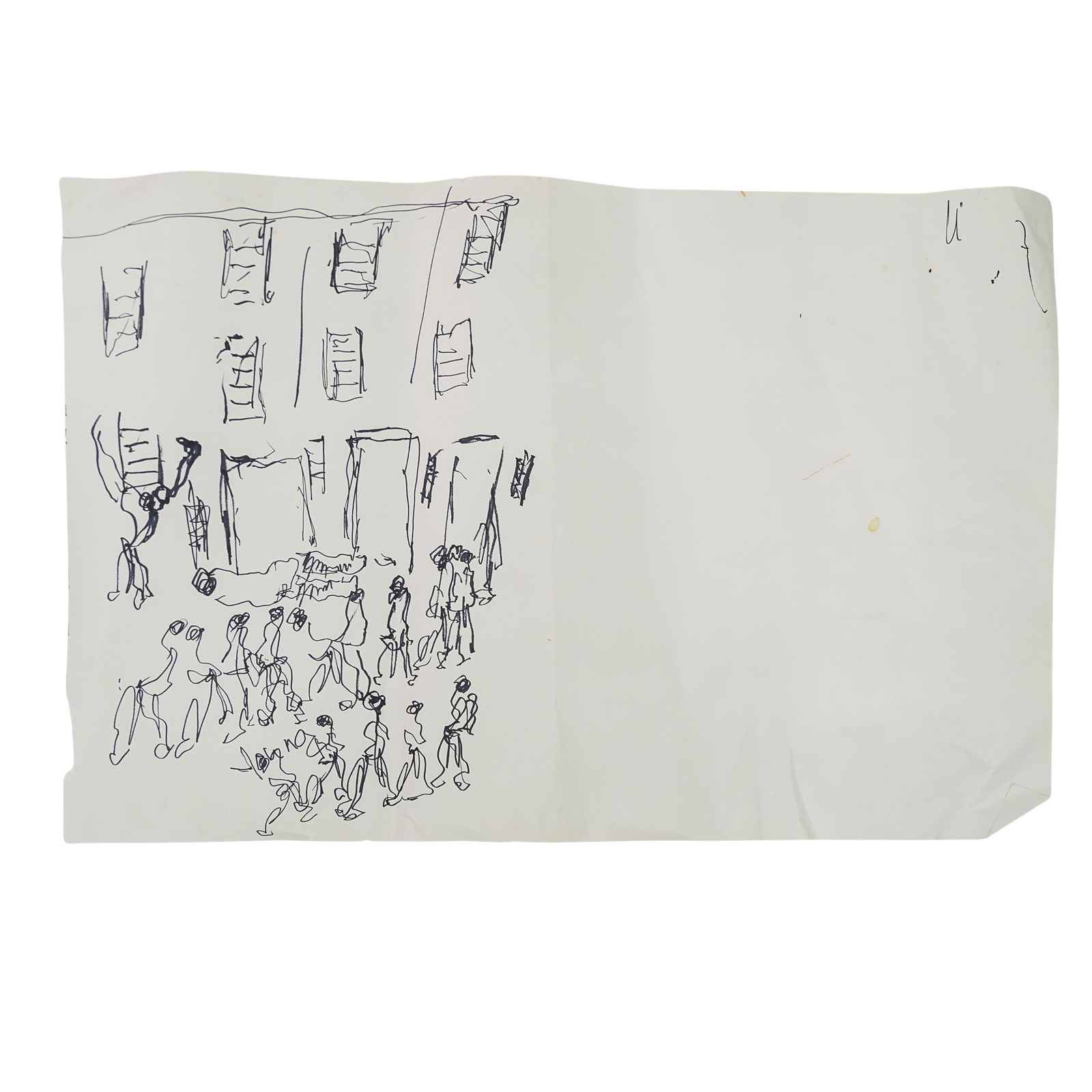 Purvis Young (American, 1943-2010) Mixed Media Painting: Purvis YoungAmerican, 1943-2010Purvis Young (American, 1943-2010) Mixed Media PaintingMixed Media On PaperDepicting abstracted figures in black on one side of the paper.H: 34.75" L: 23.25"