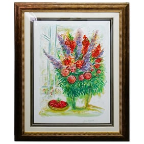 After Marc Chagall "Bouquet with Bowl of Cherries" Lithograph