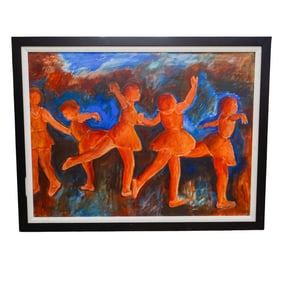 Signed Expressionist Oil On Canvas Ballerina Painting