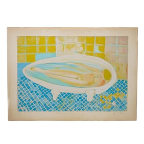French School (France) Nude in the tub Lithograph