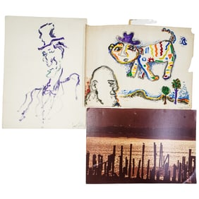 Pair of Signed Watercolors in Case