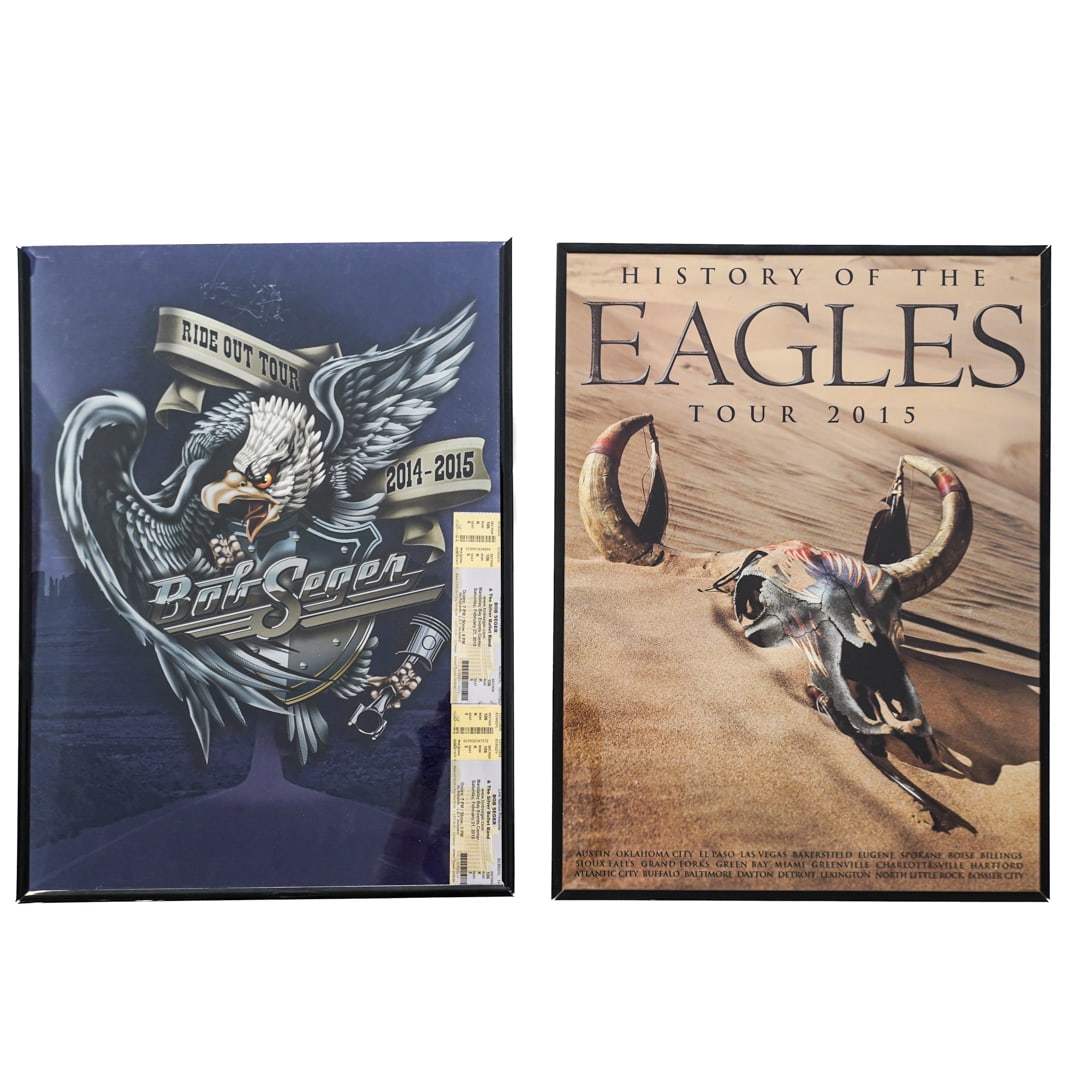 (16 Pcs) Concert Poster & Ticket Collection: (16 Pcs) A Concert Poster & Ticket Collection 21st Cent., USA This collection includes posters with concert tickets for famous artists, Some memorabilia autographed (see pictures). Each poster is fram