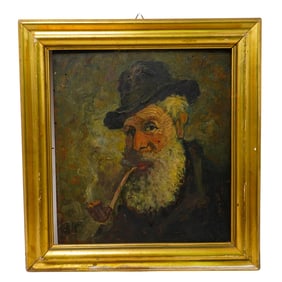 Signed Oil on Board Rabbi Portrait