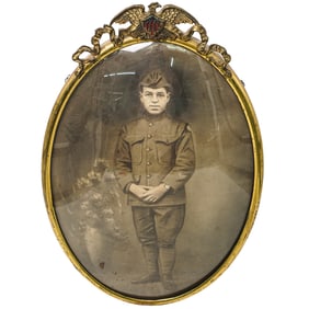 Black and White Military Portrait in Gilt Frame