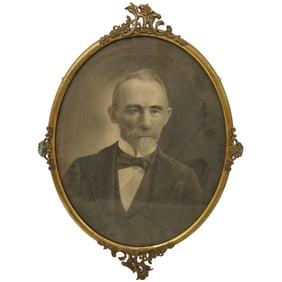 Antique Black and White Portrait in Gilt Frame