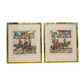 (2 Pcs) After Hans Burgkmair "Triumph of Maximilian" Etchings on Paper