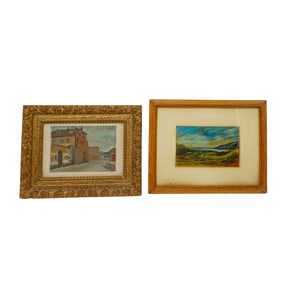 (2 Pcs) Giovanni Fattori (Italian, 1825-1908) Oil on Board & Watercolor on Paper