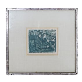 Signed Darwin Laup Woodblock Print in Max Granick Frame