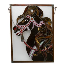 Equestrian Stained Glass Horse Panel