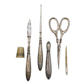 Antique Silver Plated Sewing Set