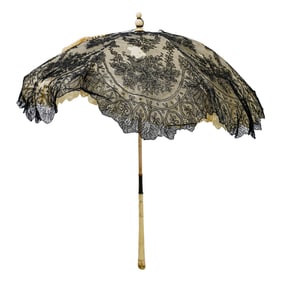 Antique Lace and Carved Bone Carriage Parasol