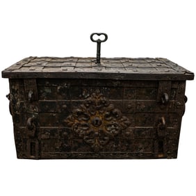 Cast Iron Large Strongbox with Key