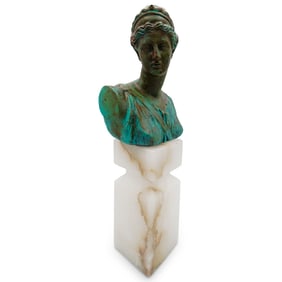 Verdigris Neoclassical Metal Bust