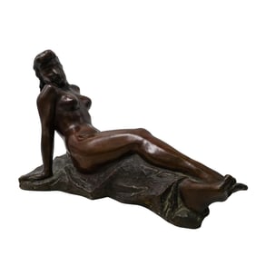 Signed Bronze Woman Sculpture
