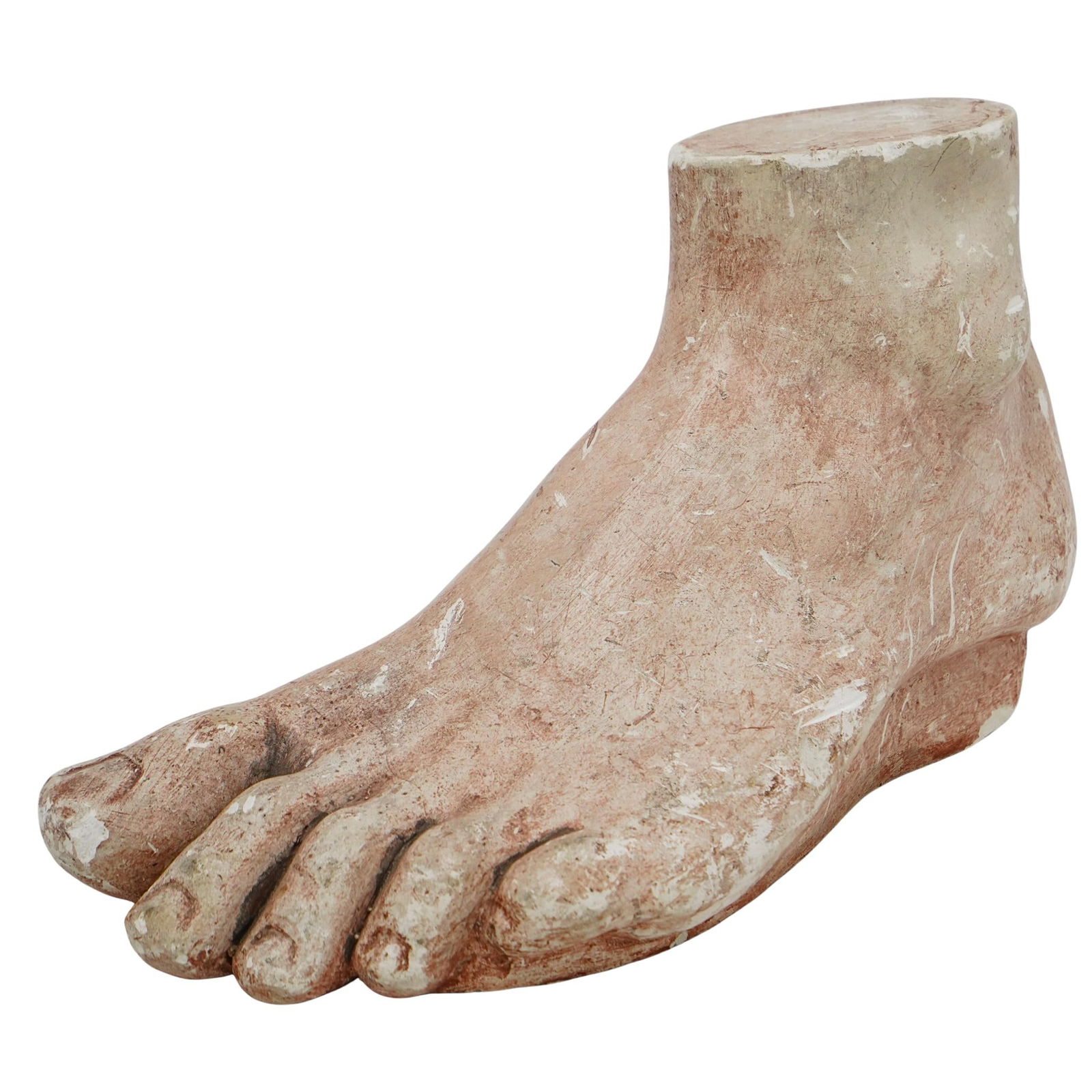 Stamped Plaster Roman Foot Doorstop: Stamped Plaster Roman Foot Doorstop20th Cent, ContinentalAntiquity-style plaster Roman foot doorstop. Stamped underneath.H 6 3/4" W 5" L 11 1/2"