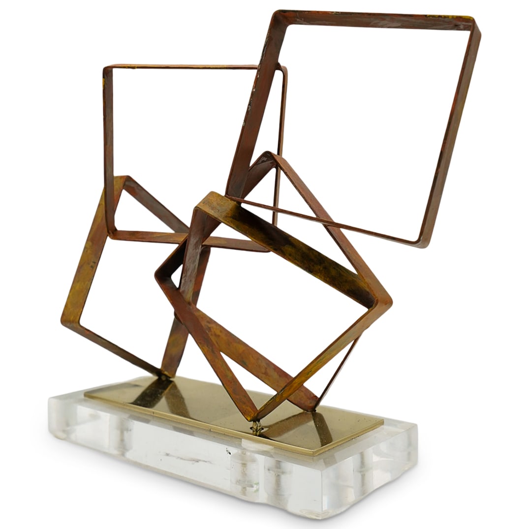 Modernist Geometric Metal Sculpture on Lucite Base (1 of 6)