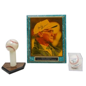 (3 pcs) Autographed Sports Memorabilia; Don Shula, Martin Prado