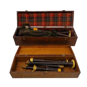Vintage Bagpipe Set and Accessories