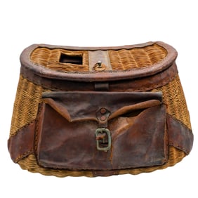 Antique Woven Basket Fly Fishing Carrier