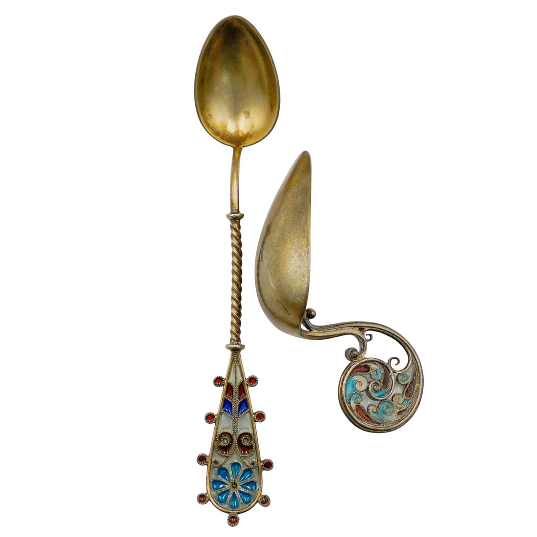 Pair Of Silver Plique A Jour Spoons (1 of 11)